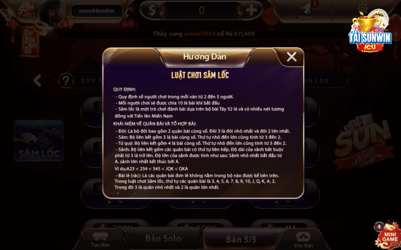 Sâm Lốc Sunwin - Game Bài Ăn Khách Với Tỷ Lệ Thưởng Cao 3 Game bài sâm được sử dụng bài tây 52 lá