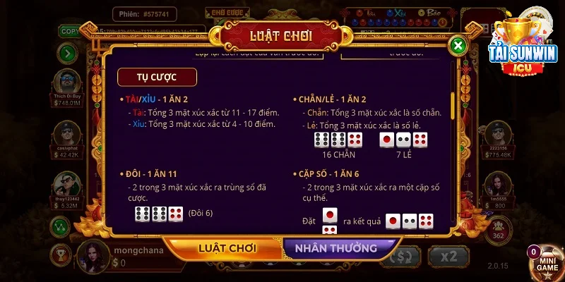 Sicbo sunwin - Trải nghiệm chơi tài xỉu với cổng game uy tín 4 Các cửa cược sicbo tại sunwin mà các bạn nên biết